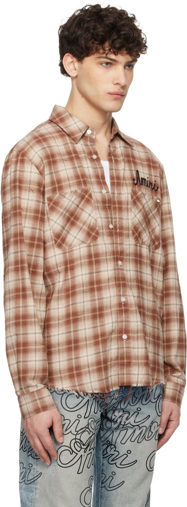 Skjorte AMIRI Amiri Shotgun Distressed Plaid Flannel Shirt Grøn | AMSTFL1009, 4