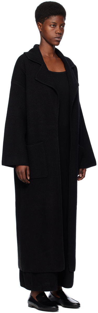 Frakker TOTEME Ribbed Longline Coat Sort | 241-WRT1018-YA0024, 1