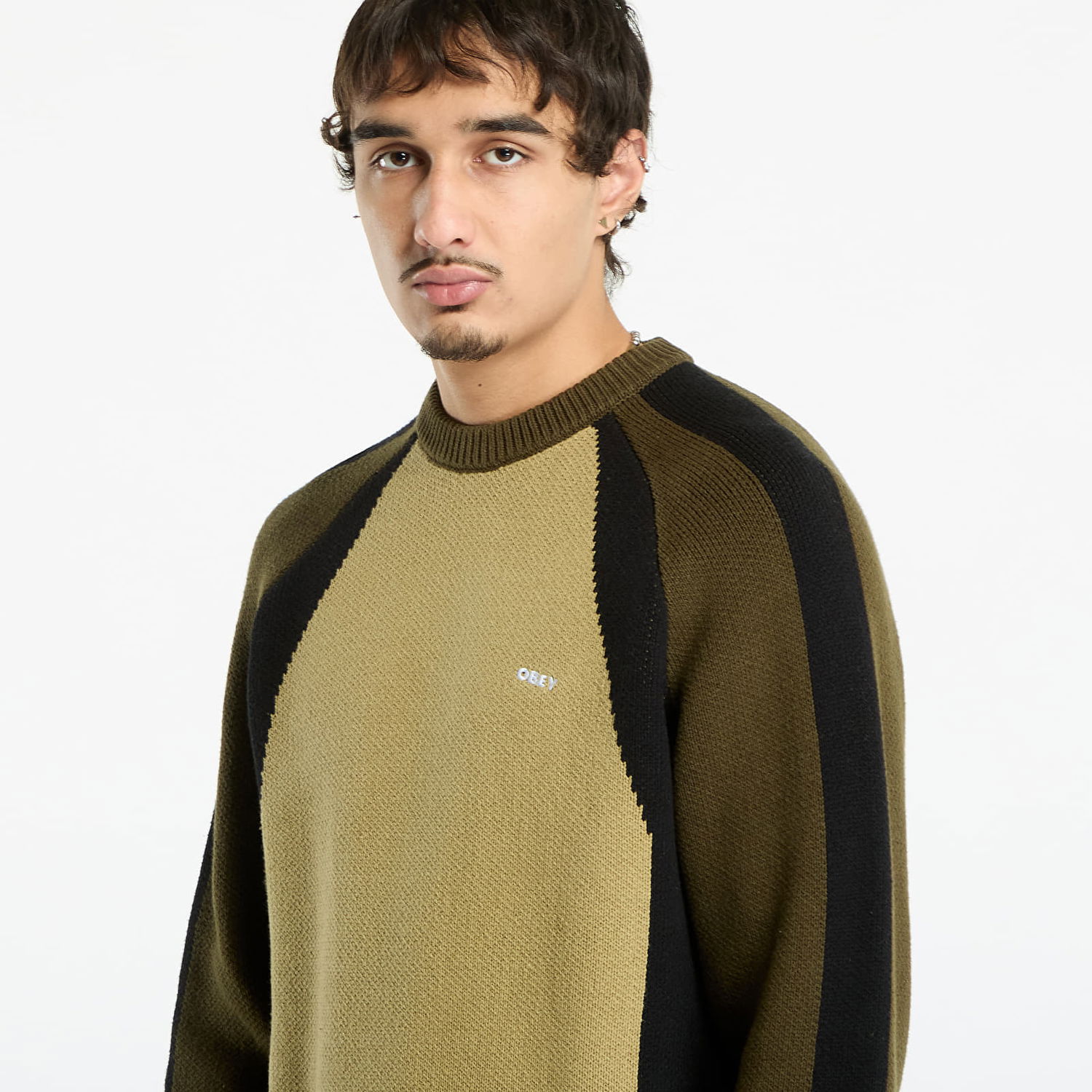 Sweatshirt OBEY Raglan Crew Neck Sweater Mermaid Green Multi Grøn | 151000116-MMG, 1