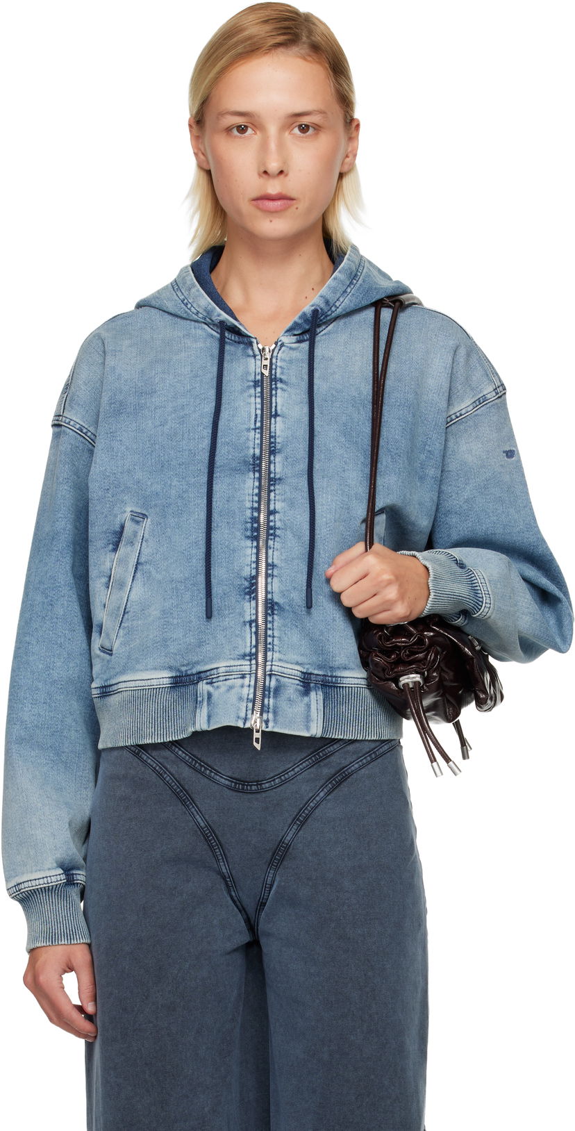 Sweatshirt Diesel De-Giri-Crop Jogg Hoodie Blå | A18241 09M32