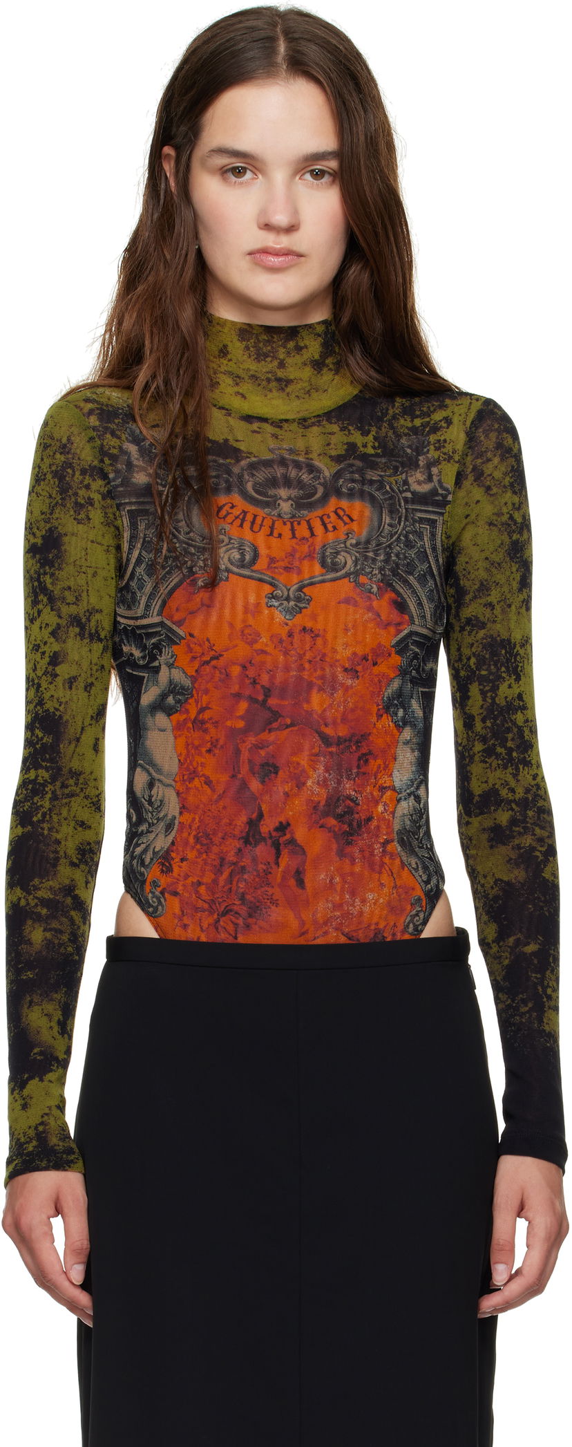 Krop Jean Paul Gaultier Jean Paul Gaultier 'The Médaillon' Open Back Bodysuit Grøn | 25/03-W-TO306-M006P-004115