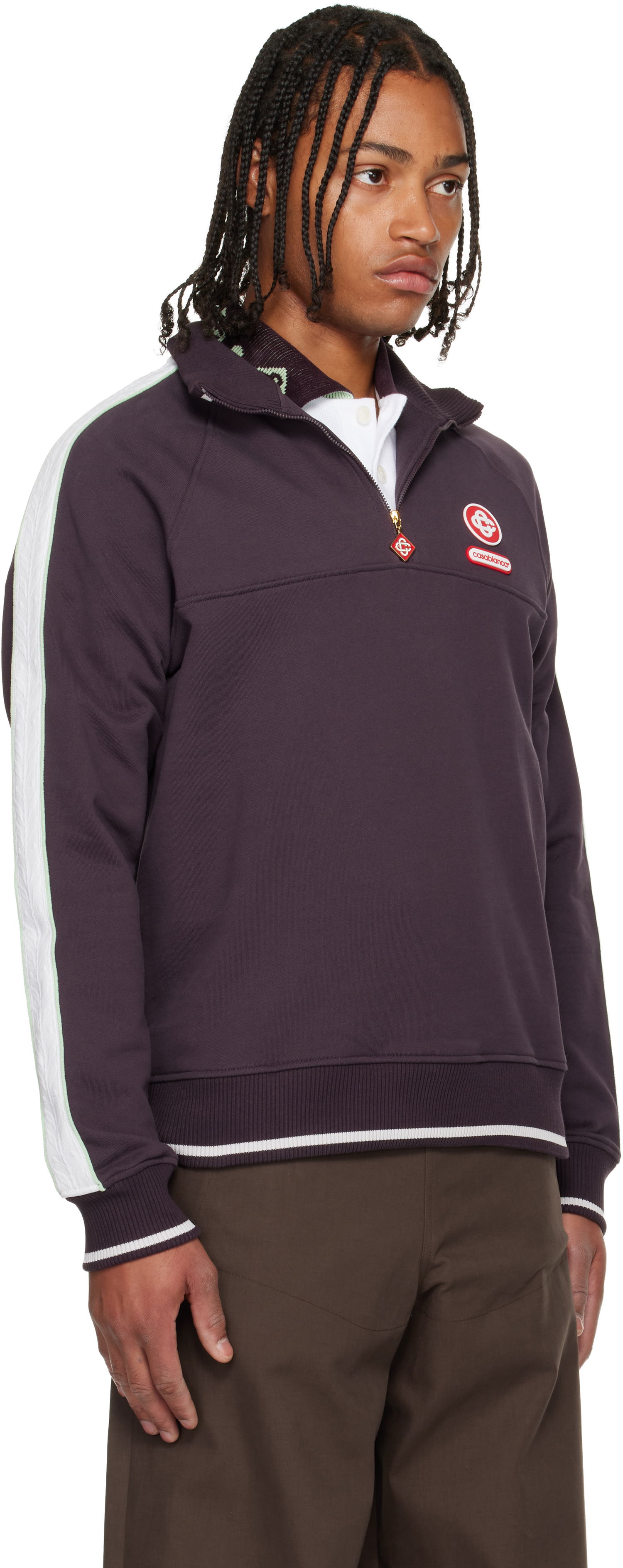 Sweatshirt Casablanca Quarter Zip Laurel Sweatshirt Lilla | M-AW25-JTP-419-01, 1