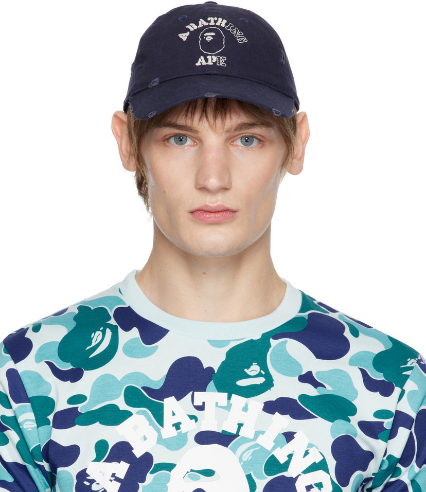 Kasket BAPE Worn Out College Cap Blå | 001CPK801304M