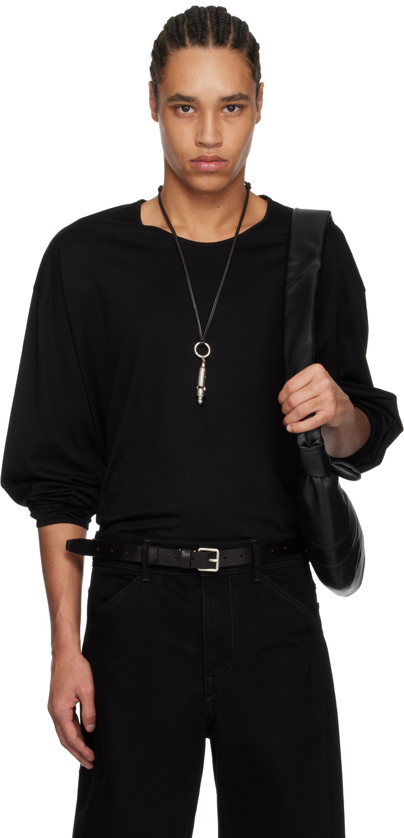 T-shirt LEMAIRE Lemaire Relaxed Long Sleeve T-Shirt Sort | TO1375 LJ1018