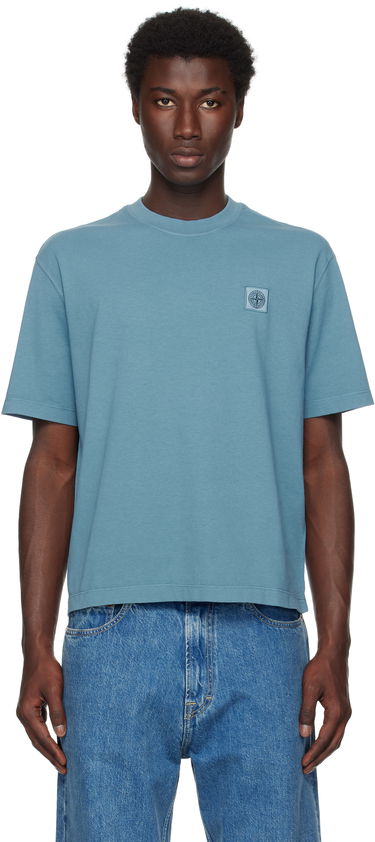 T-shirt Stone Island Stone Island Organic Cotton 'Fissato' T-Shirt Blå | K2S15 2100025 S0115, 0