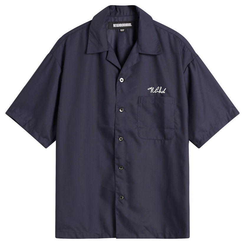 Skjorte Neighborhood Neighborhood Hawaiian Shirt, Size Large Mørkeblå | 251TSNH-SHM07-NVY