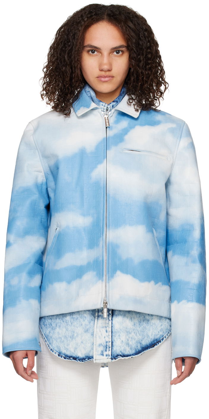 Vindjakke VETEMENTS VTMNTS Sky Puzzle Leather Jacket Blå | VL14JA100S