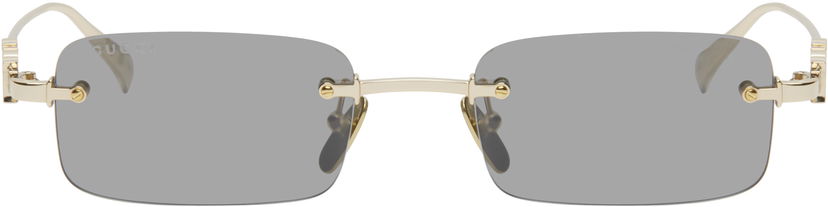 Solbriller Gucci Gucci 'Gucci' Block Rectangular Sunglasses Metalisk | GG1808S-003
