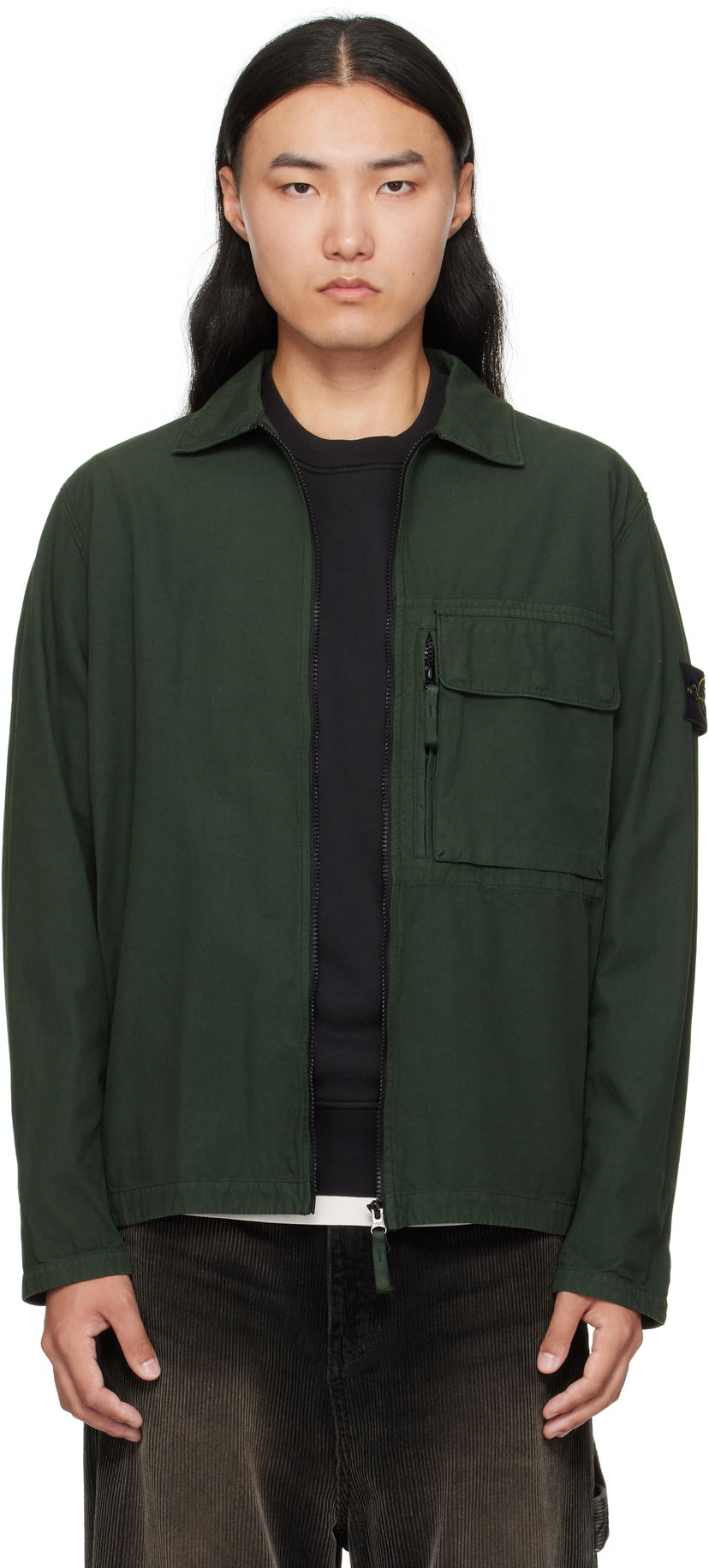 Jakke Stone Island Canvas Weave Cotton Jacket Grøn | K2S15 1200004 S0179
