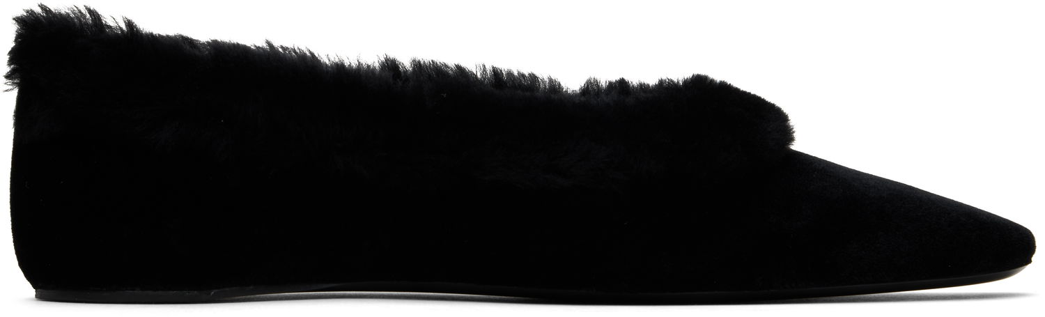 Tøj TOTEME TOTEME Fleece Edge Velvet Ballerina Flats Sort | 251-WAS0183-FB0361, 0