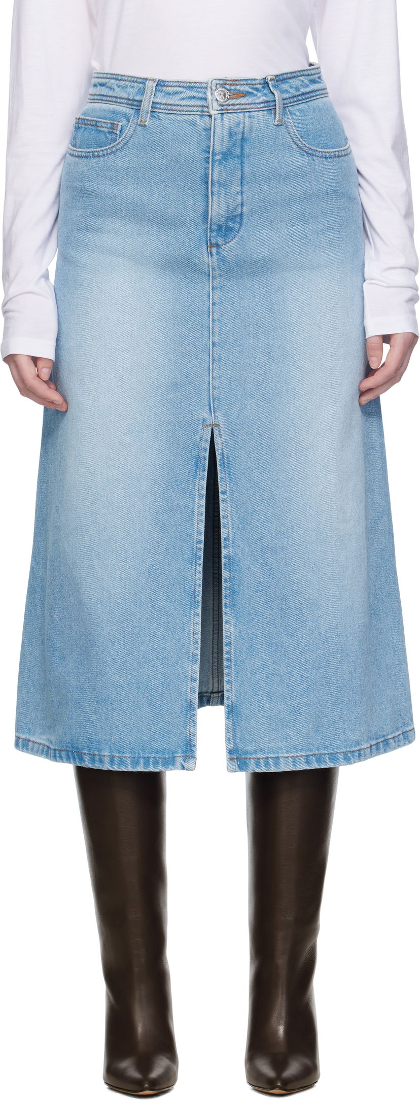 Nederdel A.P.C. A.P.C. Georgia Denim Midi Skirt Blå | COHIC-F06423