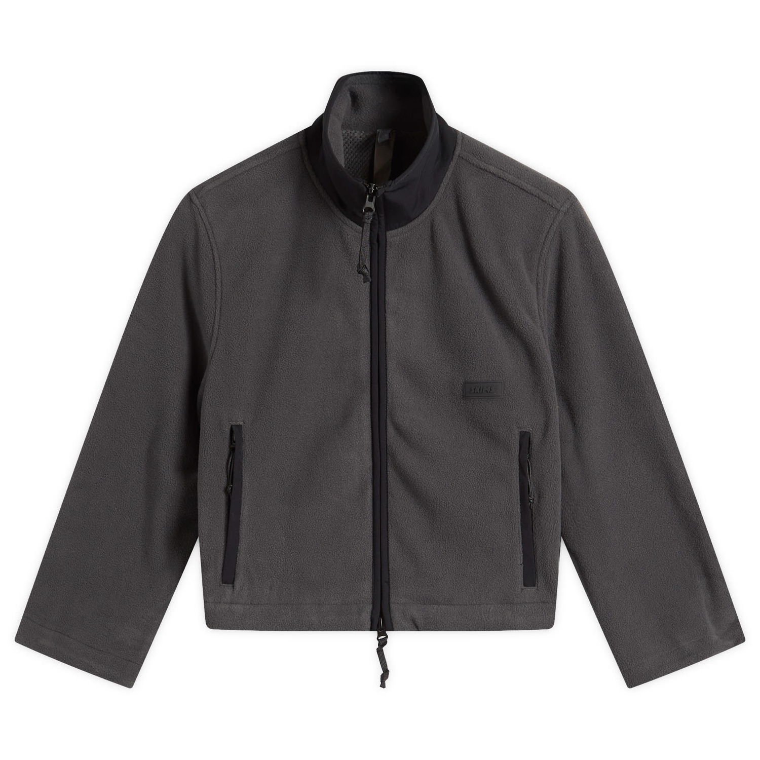 Jakke SKIMS Fleece Lounge Shrunken Full-Zip Jacket with Stand Collar and Zippered Pockets Grå | ZU-ZUP-9935W-ASH, 1