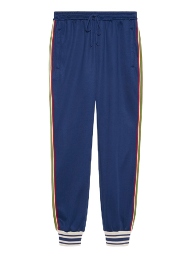 Joggingbukser Gucci Technical Jersey Jogging Pant Mørkeblå | 650041 XJC5O 4030