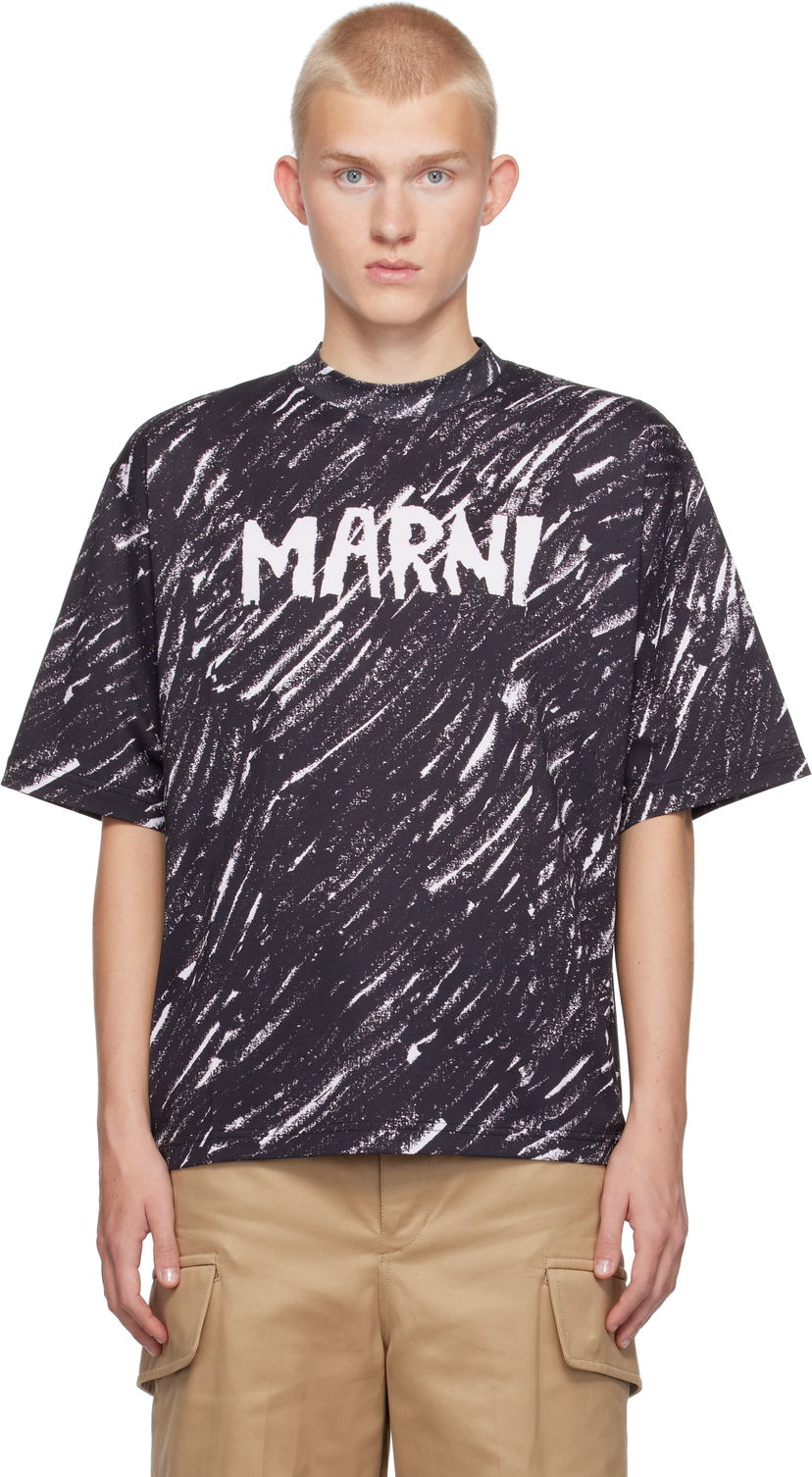 T-shirt Marni Logo T-shirt Sort | HUMU0223CP USS018