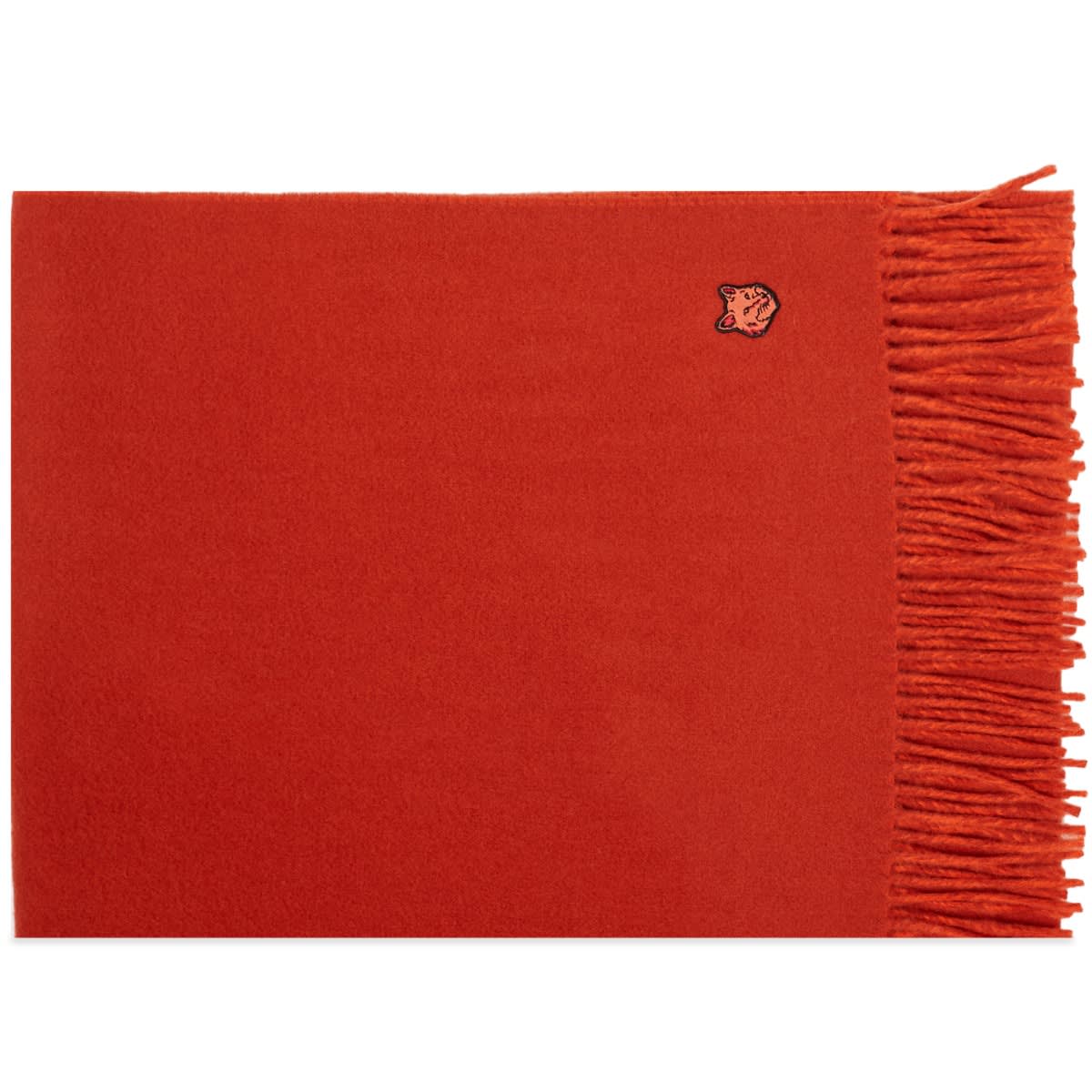 Tørklæde MAISON KITSUNÉ Fox Head Patch Wool Scarf Rød | LM06201WA0018-M669, 0