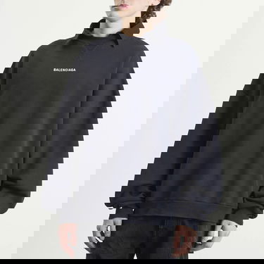 Sweatshirt Balenciaga Logo Layered Collar Sweatshirt Mørkeblå | 850363-TTVJ2-1569, 2