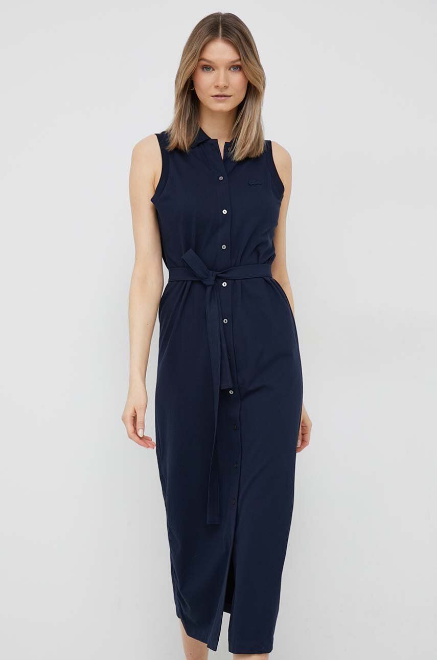 Kjole Lacoste Stretch Cotton Piqué Polo Dress Mørkeblå | EF1107, 0
