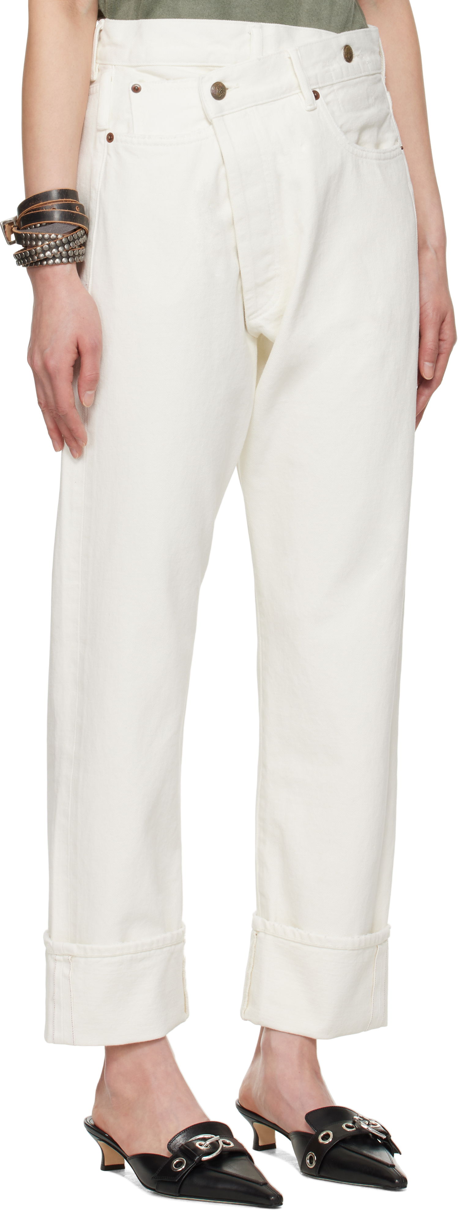 Jeans R13 R13 Cuffed Crossover Jeans Hvid | R13W2048-D314A, 1