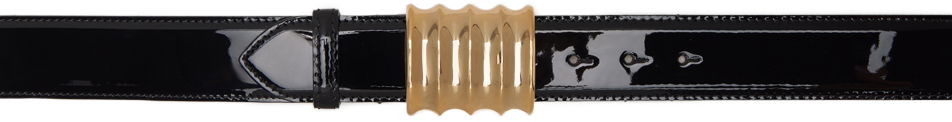 Bælter Khaite 'The Medium Julius' Patent Leather Wavy Buckle Belt Sort | 9996-764, 0