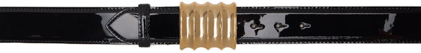 Bælter Khaite 'The Medium Julius' Patent Leather Wavy Buckle Belt Sort | 9996-764