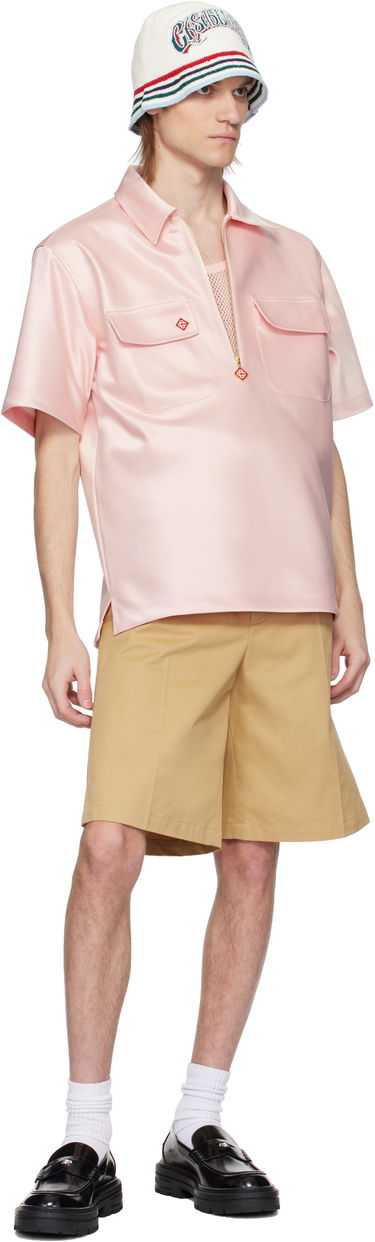 Polo skjorte Casablanca Casablanca Satin Quarter Zip Shirt Lyserød | MS25-SH-154-02, 3