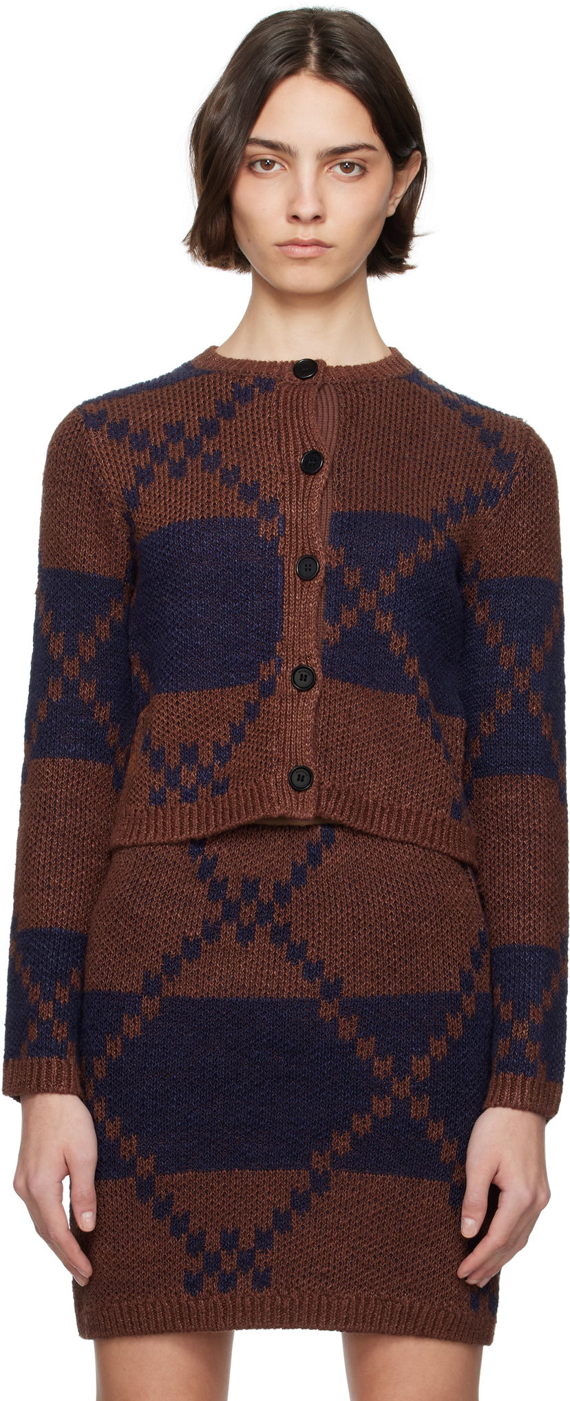 Sweater JW Anderson JW Anderson Fairisle Knit Cardigan Brun | KW1411-YN0439