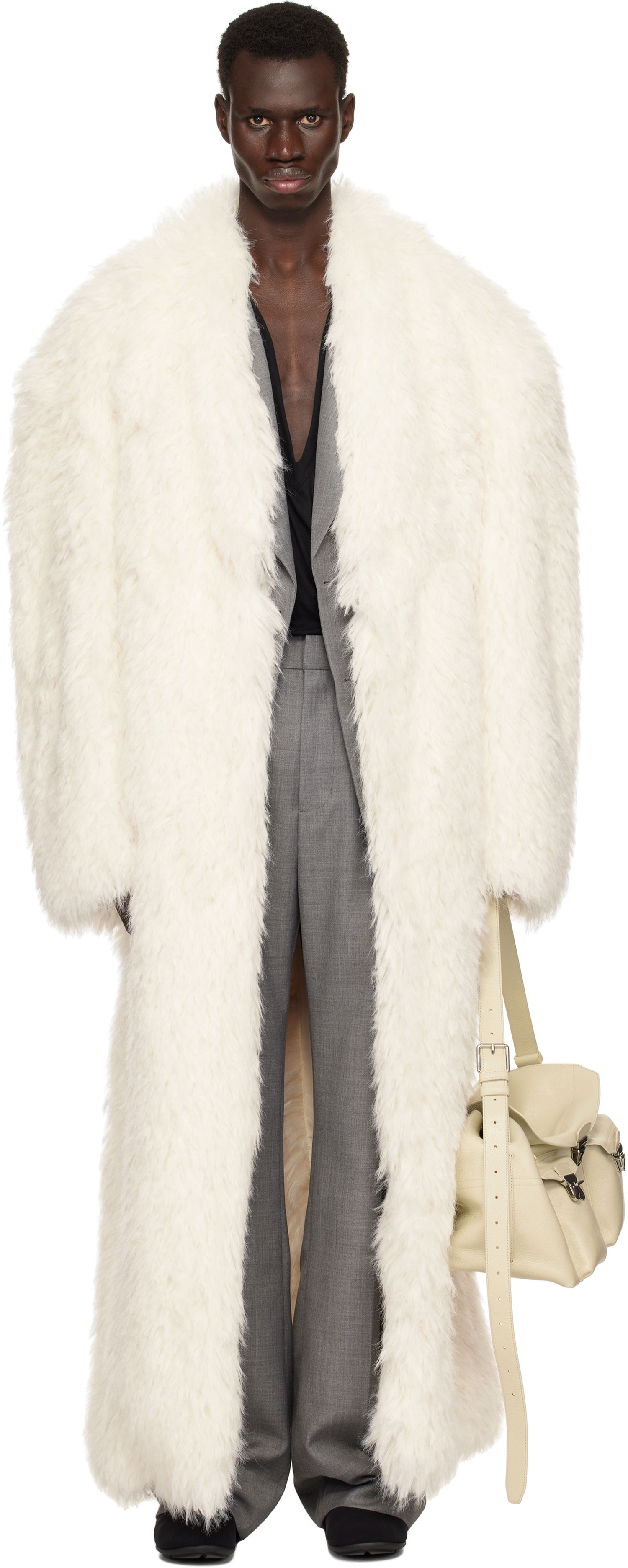Frakker Entire Studios Entire Studios Chrysalis Faux-Fur Coat Hvid | ES2688FR, 0