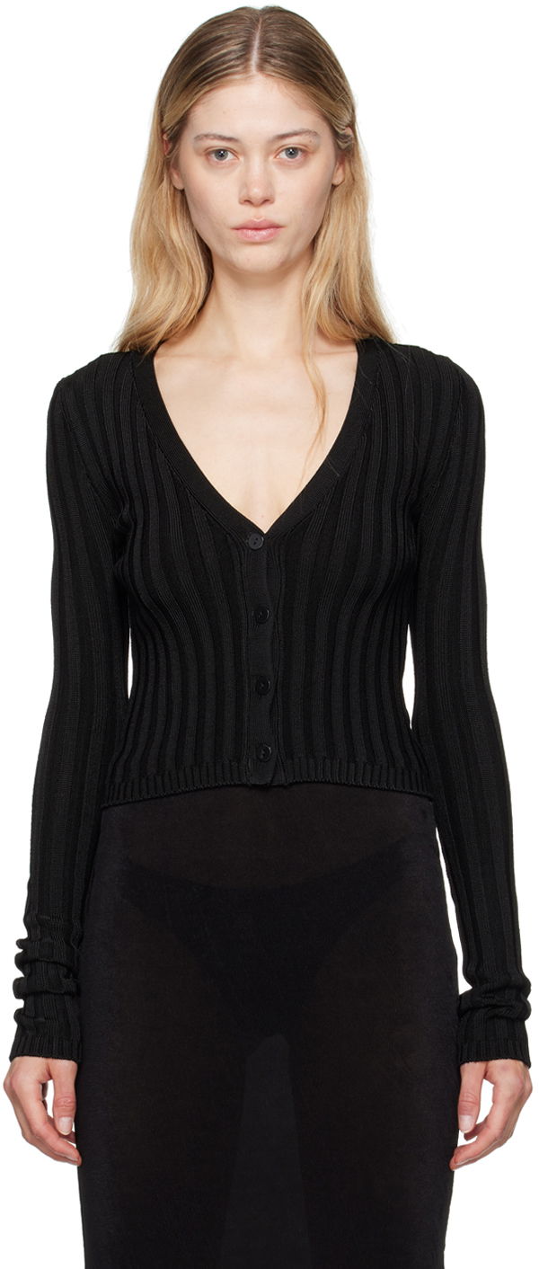 Sweater GUIZIO Guizio Slinky Rib Knit Cardigan Sort | P24108S023