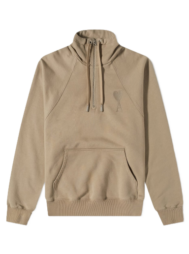 Sweatshirt AMI Large A Heart Tonal Quarter Zip Beige | USW502-747-267