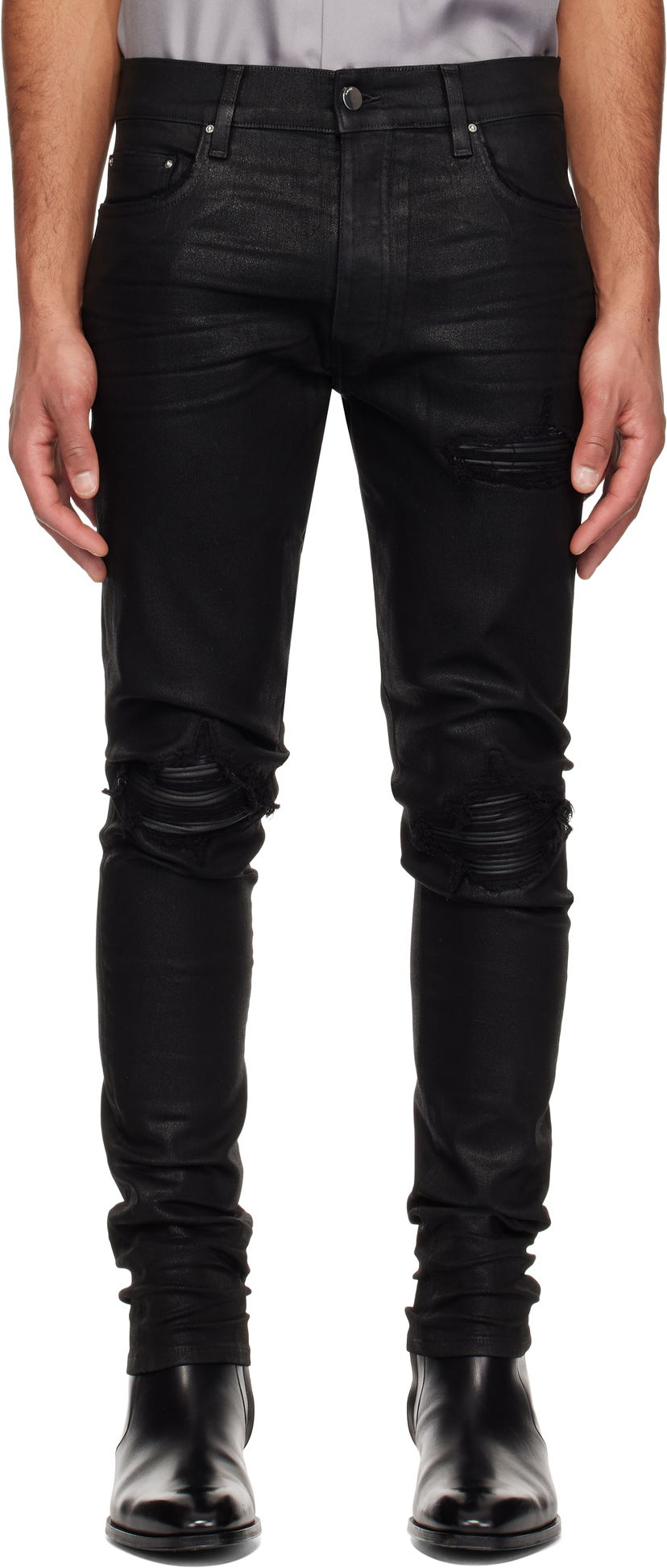 Jeans AMIRI AMIRI MX1 Waxed Denim Jeans Sort | AMDNSY1113
