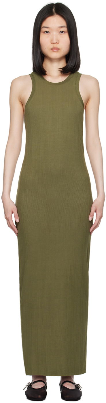 Kjole rag & bone Ribbed Round Neck Maxi Dress Grøn | WAC24P3010NH10