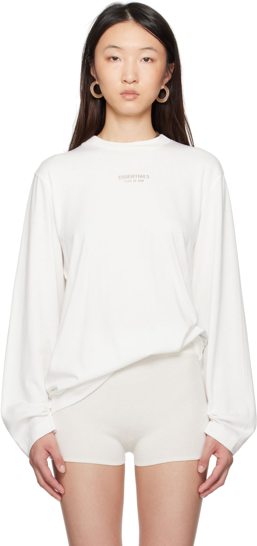 T-shirt Fear of God Fear of God ESSENTIALS Classic Fit Long Sleeve T-Shirt Hvid | 125SP255884FW