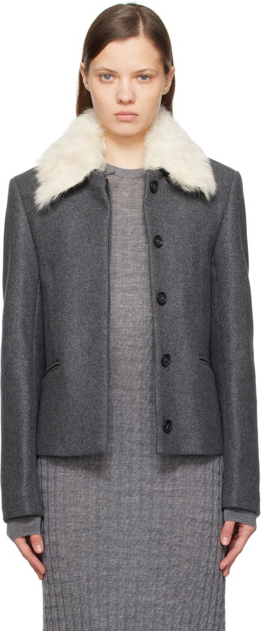 Jakke TOTEME TOTEME Shearling Collar Jacket Grå | 251-WRO0164-FB0005, 0