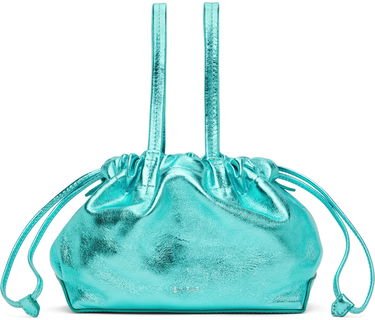 Håndtaske BY FAR BY FAR Malmo Mini Metallic Leather Drawstring Bag Turkis | 23SSMLMOAQAMED, 0