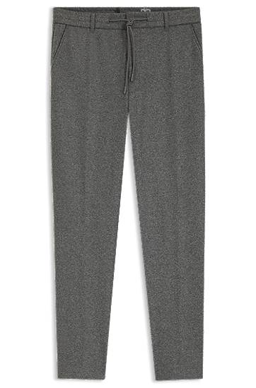Bukser BOSS Tapered-fit brushed stretch flannel trousers Grå | 50551542