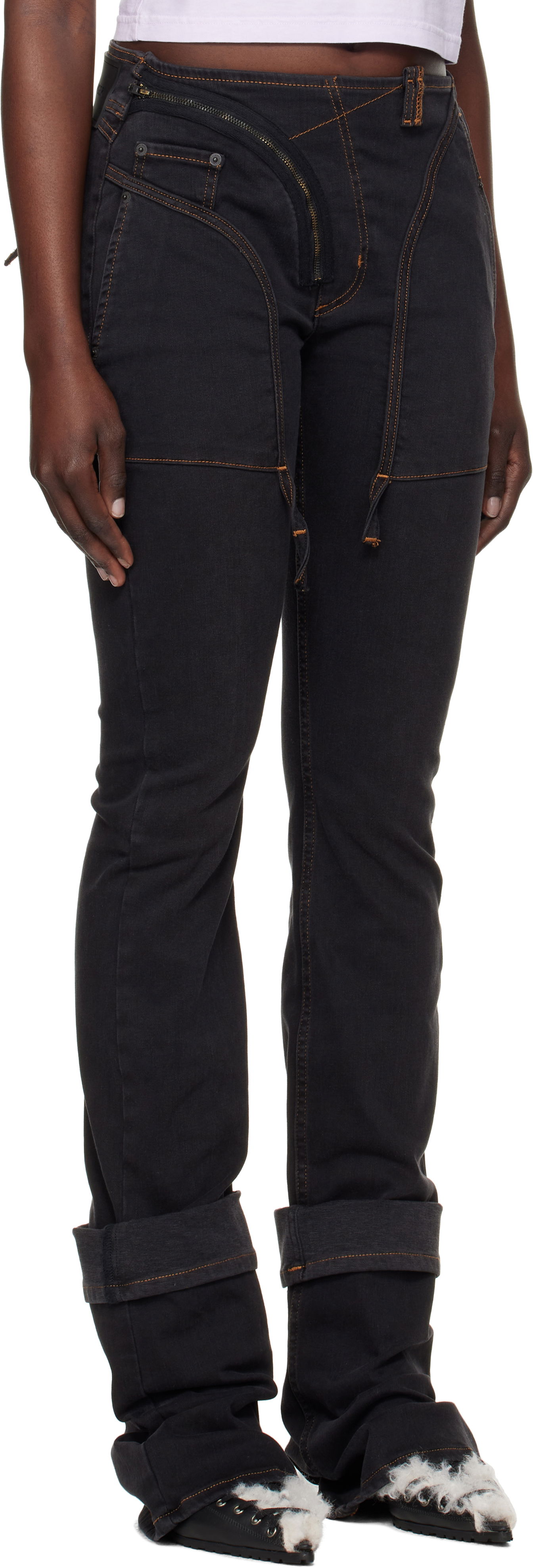 Jeans Ottolinger Ottolinger Open Back Denim Jeans Sort | 2217080211, 1