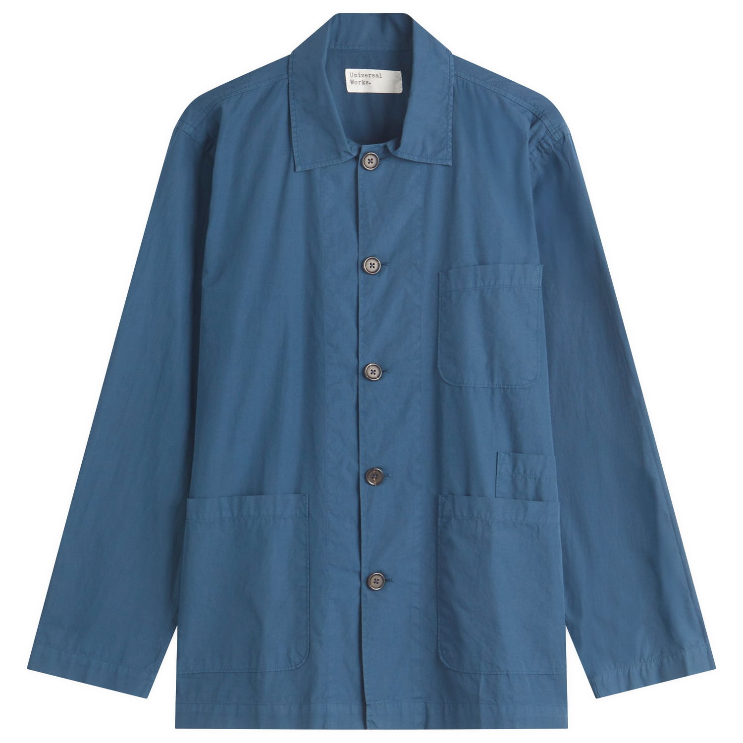 Skjorte Universal Works Bakers Poplin Overshirt, Size Large Blå | 32678-NVY, 0