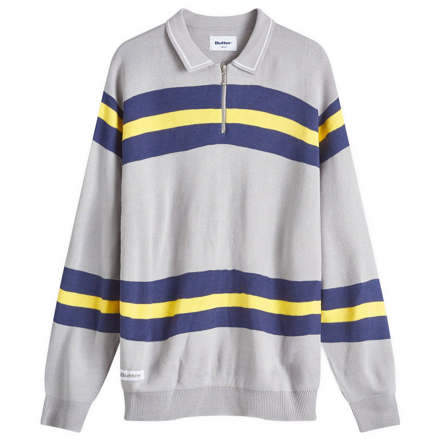 Sweater Butter Goods Striped Polo Knit Jumper Grå | BGQ4240084-GRY, 0