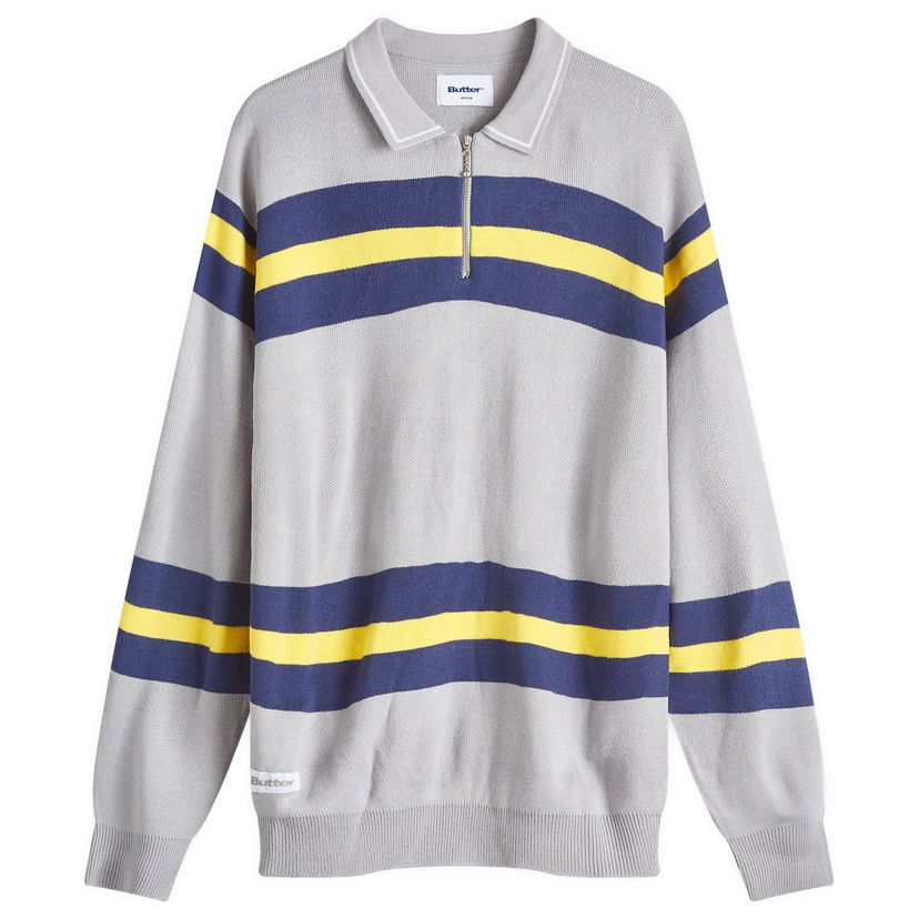 Sweater Butter Goods Striped Polo Knit Jumper Grå | BGQ4240084-GRY