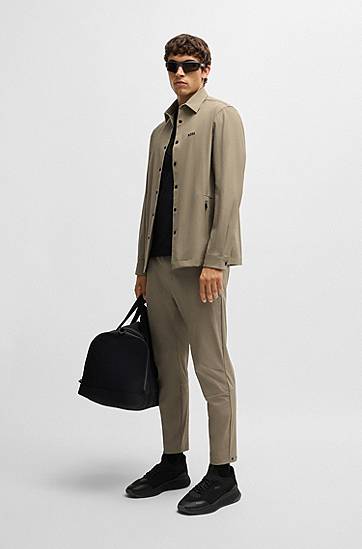 Skjorte BOSS BOSS Relaxed Fit Water-Repellent Stretch Overshirt Grøn | 50533265, 1
