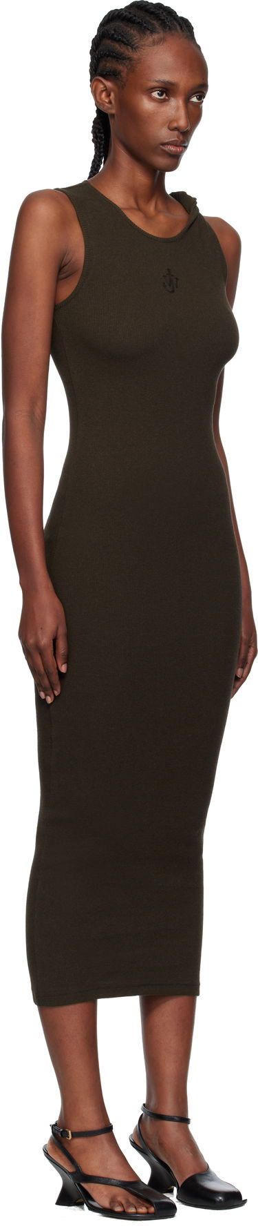 Kjole JW Anderson JW Anderson Anchor Embroidery Twisted Strap Maxi Dress Brun | JD0043-PG1841, 1