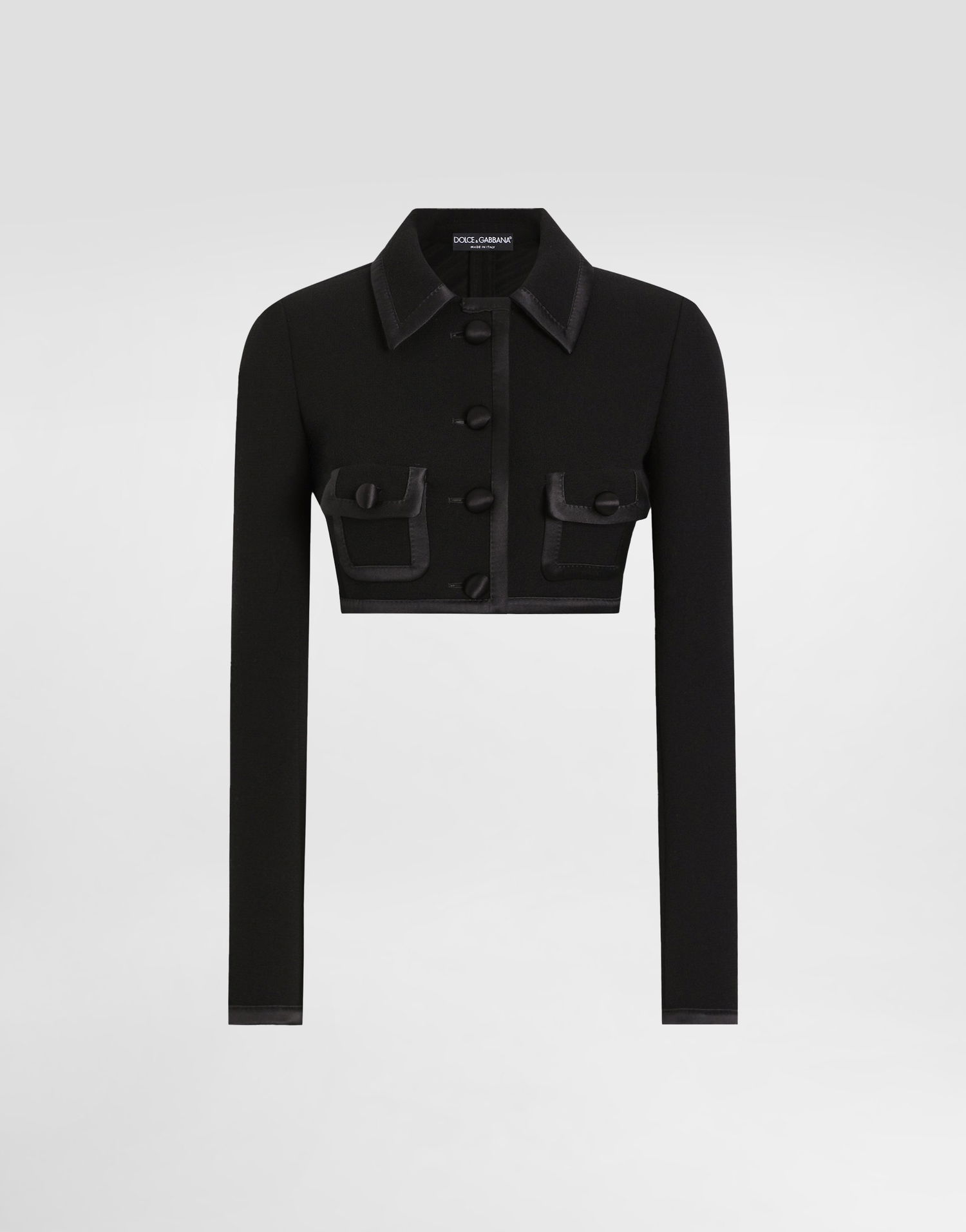 Jakke Dolce & Gabbana Dolce & Gabbana Cropped Wool Crepe Jacket Sort | F27EFTFU2TZN0000, 0