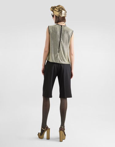 Tanktop Dolce & Gabbana Sleeveless Crystal Mesh Blouse Metalisk | F7AK7ZFLSK3S0997, 2