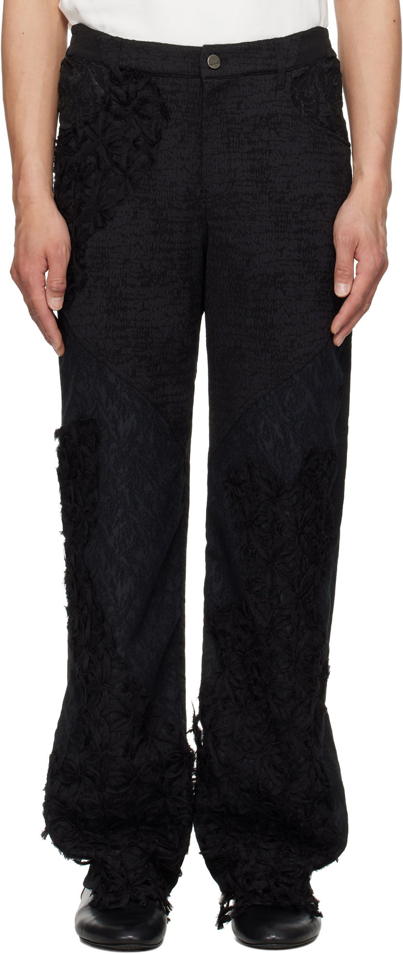 Bukser ADER ERROR ADER error Product. 90 Floral Appliqué Trousers Sort | BO01SSBT0106BK