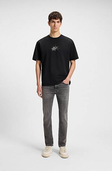 T-shirt BOSS BOSS Relaxed-Fit Cotton T-Shirt with Logo Artwork Sort | 50546370, 1
