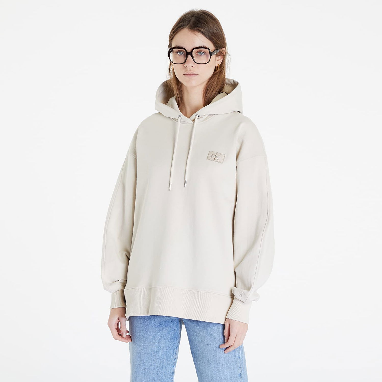 Sweatshirt CALVIN KLEIN Badge Oversized Hoodie Beige | J20J219754 ACF, 0