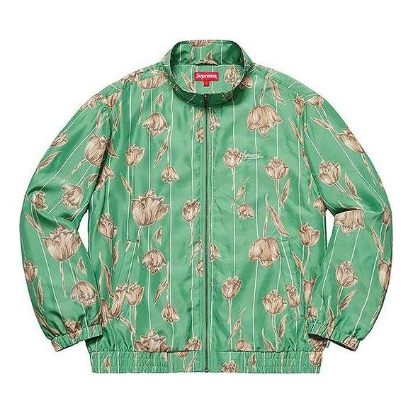 Vindjakke Supreme Floral Silk Track Jacket Grøn | SUP-SS19-10345