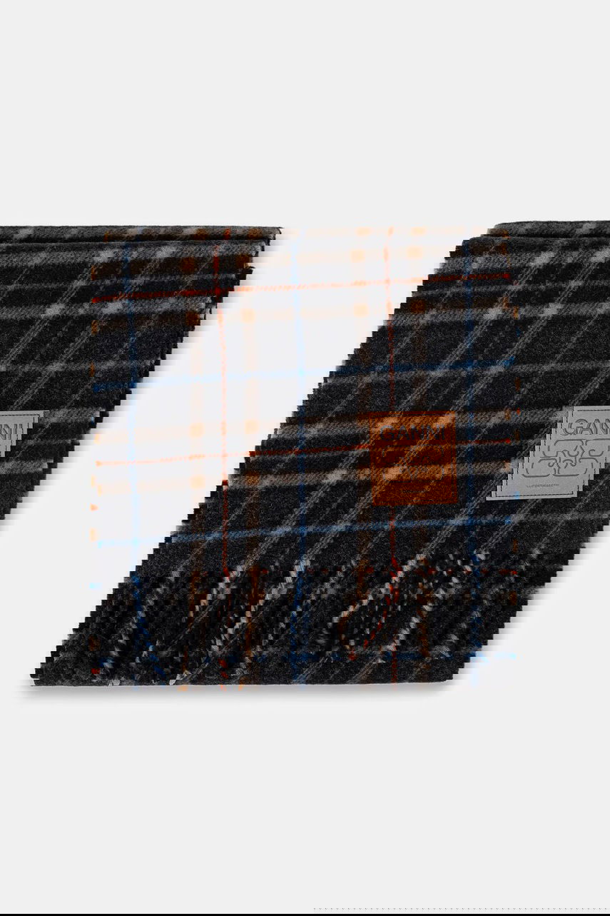 Tørklæde GANNI Double Face Wool Check Scarf Flerfarvet | A6933, 1