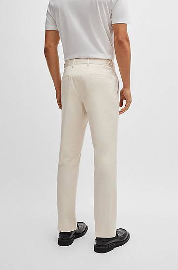 Bukser BOSS Slim-Fit Stretch Cotton Trousers Beige | 50521043, 1