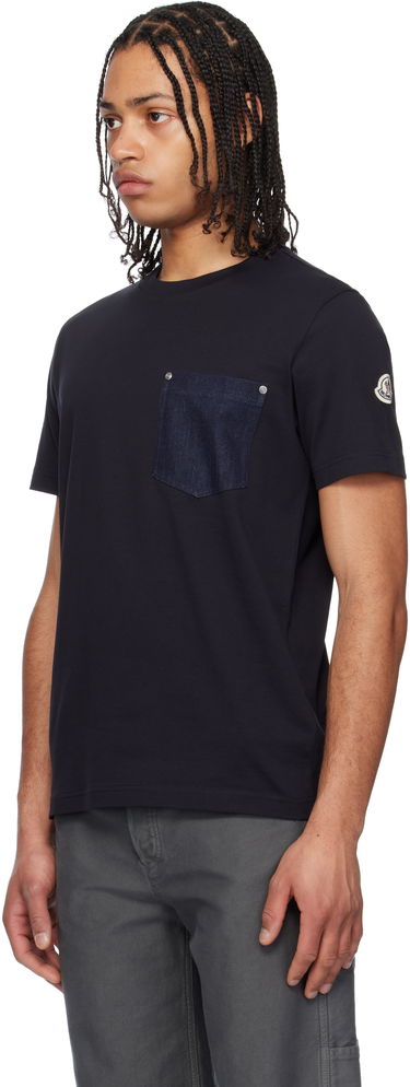 T-shirt Moncler Moncler Cotton & Denim Pocket T-Shirt Mørkeblå | K10918C0003989AKK, 3